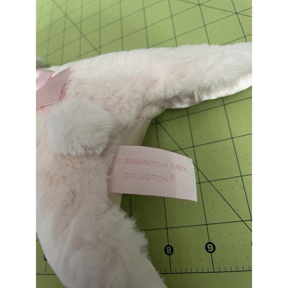 Bearington Baby Collection Bunny Tail Rabbit Plush Toy Rattle Laying Lovey Satin - Picture 9 of 11